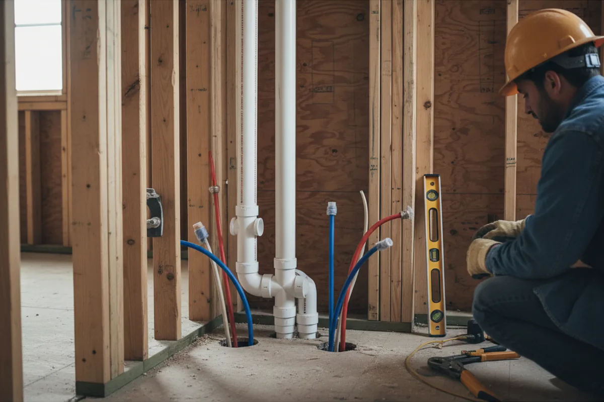 Drain and supply rough-in during Drain Cleaning in Jeffersonville
